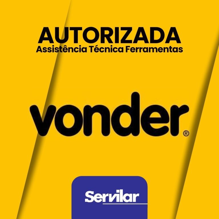 Banner com o logotipo da Vonder e Servilar, destacando Assistência Técnica Autorizada Vonder em Tubarão SC.