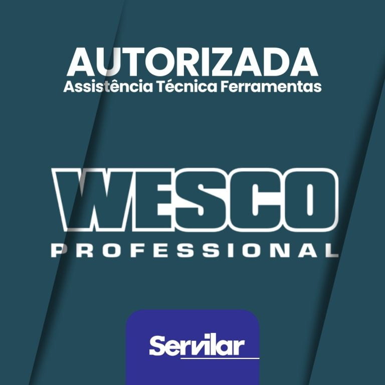 Banner com o logotipo da Wesco e Servilar, destacando Assistência Técnica Autorizada Wesco em Tubarão SC.