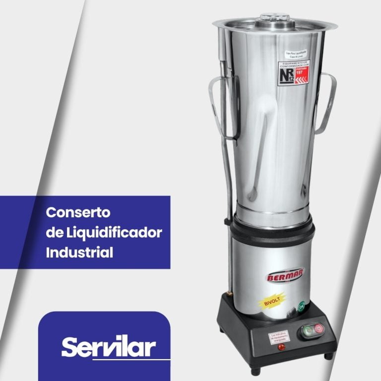 Liquidificador industrial pronto para reparo, destacando o serviço especializado de Conserto de Liquidificador Industrial oferecido pela Servilar em Tubarão.